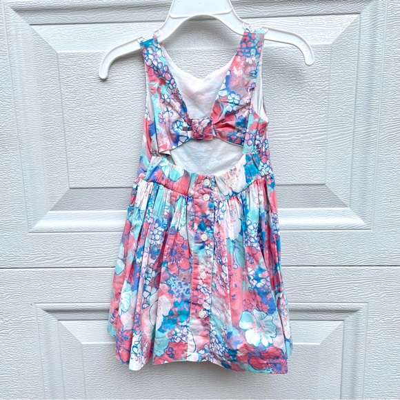Gap Factory 18-24 dress watercolor cotton candy floral peekaboo back with button - Picture 6 of 10